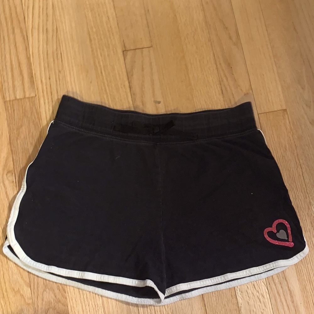 MEDIUM Justice Black shorts with pink heart